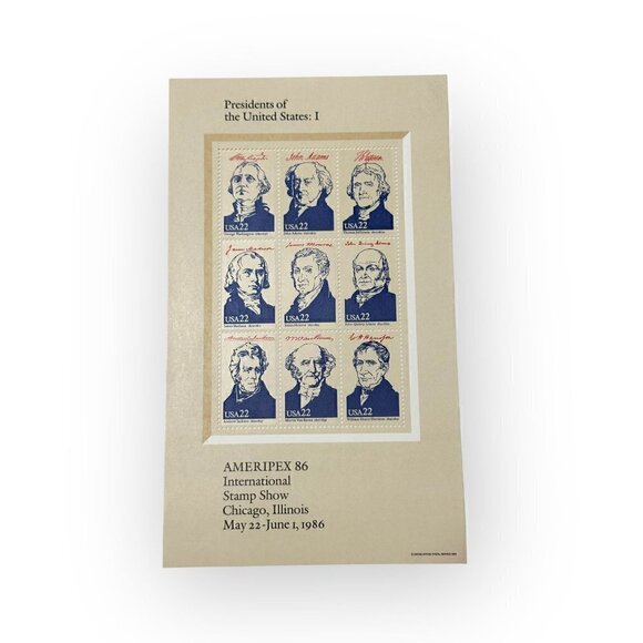 U.S. #2216-19
1986 22¢ AMERIPEX '86 Presidents
Set of 4 sheets in envelop - Picture 2 of 10